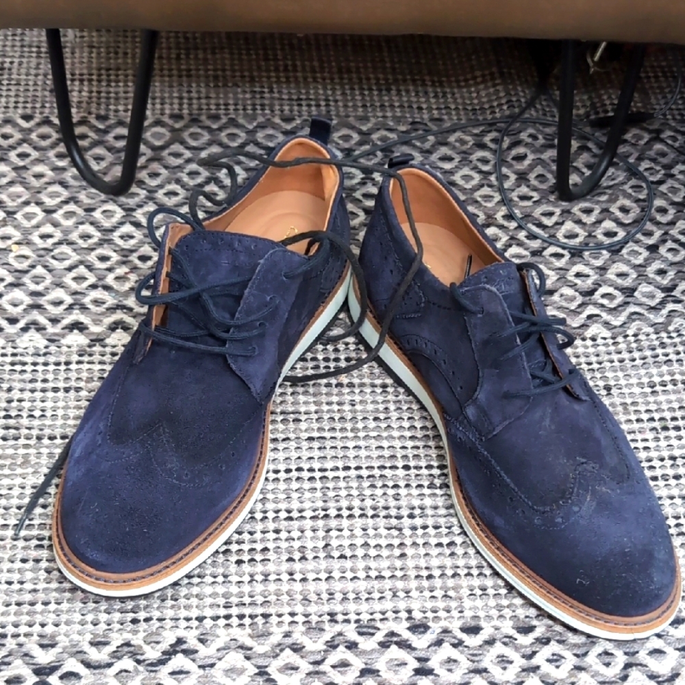 Clarks Blue Suede Derby Oxfords
